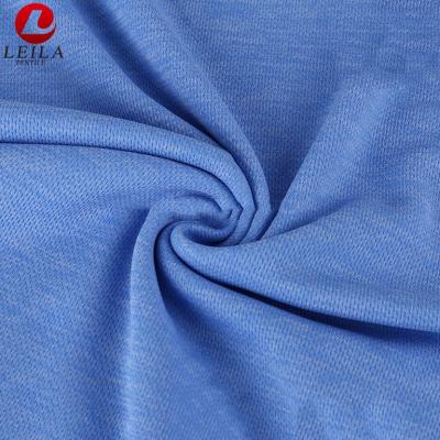 China Popular Customized Competitive Price Blue Mesh Customized Cationic Weft Moisture Perspiration Most Double Brushed Knitting Fabric for sale