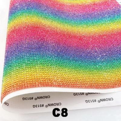 China Crystal Rhinestone Mesh Applique Bead Fabric Lace Craft 2Mm Sheet Rolls Glass Garment Sticker Full Popular Self Adhesive Rainbow Colors Shoes Diy Trim for sale