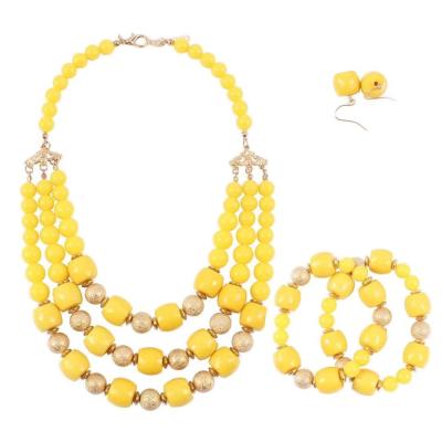 China Custom Acrylic Any Color 3 Layers Bead Necklace Earring Jewelry Set Zeta Available In Different Color Pearl Jewelry Accessory For Woman for sale