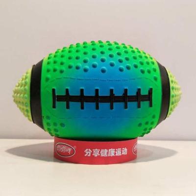 China Eco - Friendly Promotional Toy 9inch PVC Rainbow Rugby Ball for sale