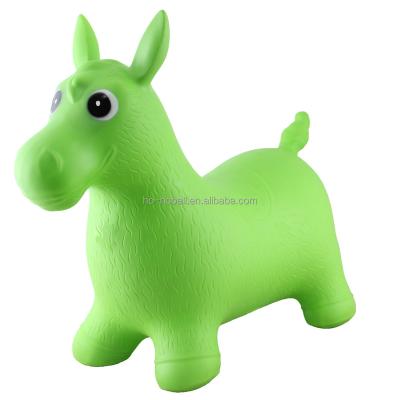 China Toy Ridding Green Horse Hopper Inflatable Toy Foot Pump Included for sale