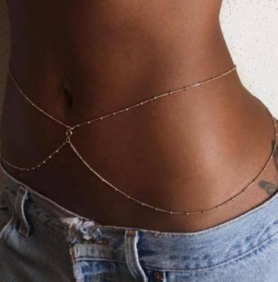 China Punk Factory Wholesale Shily & Os Women Sexy Dainty 18 K Gold Stainless Steel Double Layer Belly Chain for sale