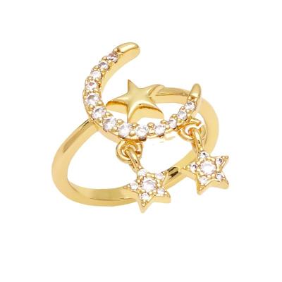 China TRENDY Shily & OS Simple Personality Moon Star Ring Net Red Tail Ring Open Ring Female for sale