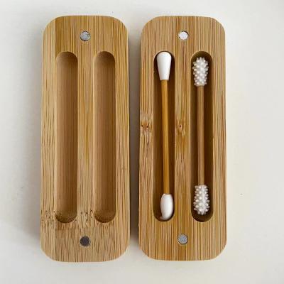 China Biodegradable Reusable Swabs Silicone Cotton Buds Eco-friendly Silicone Ear Stick In Bamboo Storage Box for sale