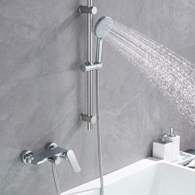 China With Main Body Chrome Health Brass Hot And Cold Faucet Hot Selling New Bathtub Floor Sliding Bar Design With Handle Shower for sale