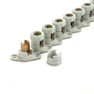 China 8T type 35mm 8holes brass screw type gray plastic terminal block suitable for pole > A.W.G. 30 for sale