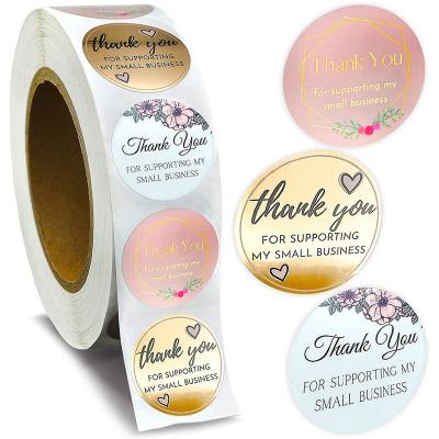 China Oudu Waterproof Whole Roll Custom Logo Printing Thank You Stickers Label Customized Printed Adhesive Packaging Label Sticker for sale