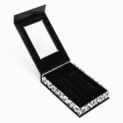 China Recycled Materials Glossy Black Flip Lid Magnetic Closure Custom Luxury Gift Box With Clear Window for sale