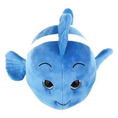 China 25cm Anime Wholesale Cute Eyes Promotion OEM Cartoon Sea Animal Plush Blue Stuffed Soft Fish Toy For Kids for sale