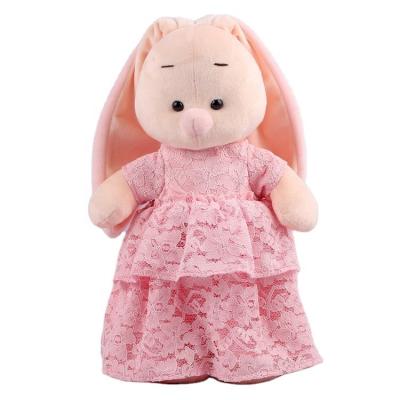 China Promotion OEM ODM Customized Cheap Wholesale Pink Bunny Plush Toys Rabbit Stuffed Toy Kid Soft Dress Animal for sale