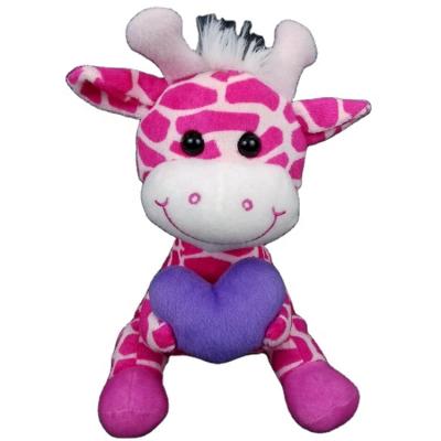 China Wholesale OEM Custom Purple Stuffed Promotion Lovely Plushie Giraffe Plush Toy With Heart for sale