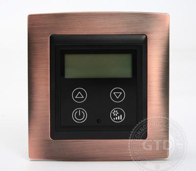 China GTD 15A series luxury hotel central air conditioning control panel, bronzed metal frame, touch control and LCD display for sale