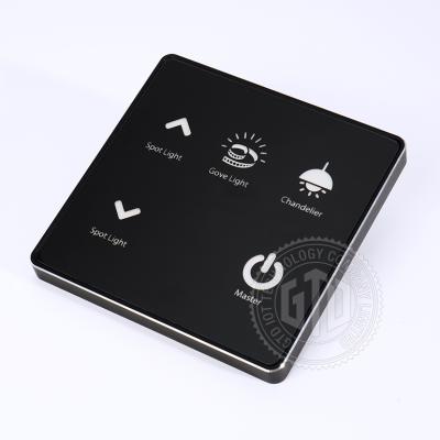 China Tempered Glass Panel With Metal Alloy Frame 102*102mm Black Tempered Glass With Zinc Alloy Frame Smart Touch Wall Switch With LED Backlight And Customized Wall Villa icons for sale