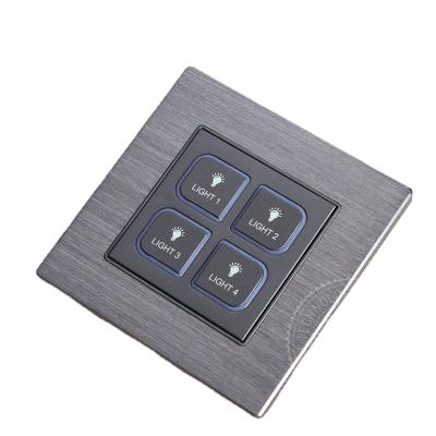 China 4 Strip Button Light Control Gray Color CNC Aluminum Frame Reset Push Button 24V Technology 4 Strip 24V DC Brushed Switch for sale