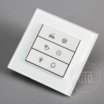 China 1-6 strip light control villa/home/hotels/apartment using interesting tempered glass panel 12V DC push button dry contact switch good quality for sale