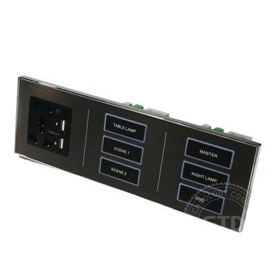 China 3 Connected Panels (USB Socket + 3 Button Switch + 3 Button Switch) 3 Connected Brushed Stainless USB Socket Wall Lamp Switch for sale