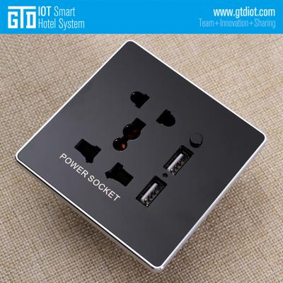 China 5 Pin Socket + 2 USB Charging + ON/OFF Button Aluminum Brushed CNC Frame 5 Pin 2 USB Socket With ON/OFF Button And LED Indicator for sale