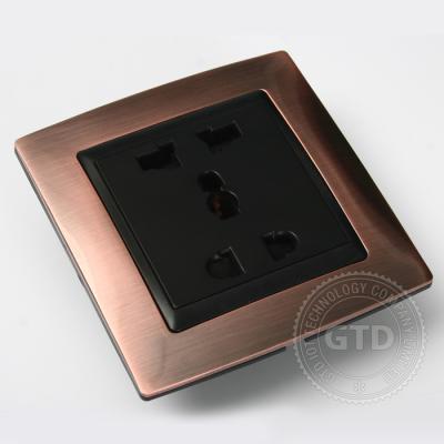 China The latest luxury hotel multi-function five-hole socket, bronzed metal frame, phosphor copper, silver contact materials for sale