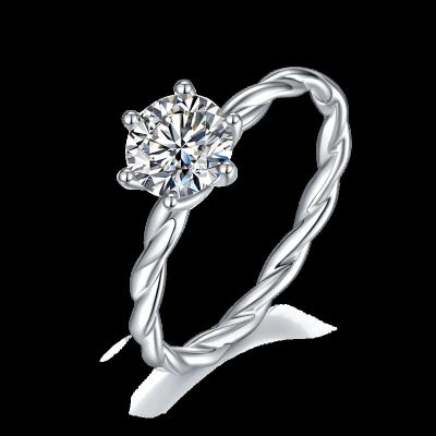 China Romantic Engagement Rings With Moissanite 1ct 6.5mm High Quality In Stock 925 Sterling Silver Ring Jewelry 18K Gold Plated Ring For Women for sale