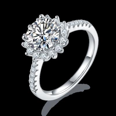 China Romantic Jewelry 18K Gold Plated Ring For Women Engagement Rings Moissanite D VVS 925 Sterling Silver New Arrival Wedding Bands 2 Ct M45D for sale