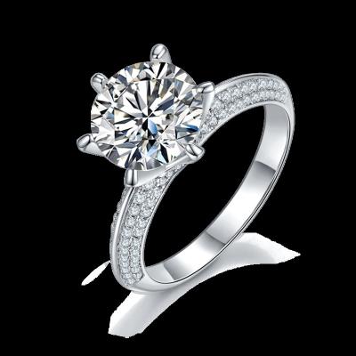 China New Arrival 3 ct Romantic Moissanite D VVS 925 Sterling Silver Jewelry 18K Gold Plated Ring For Women Wedding Bands Engagement Rings for sale