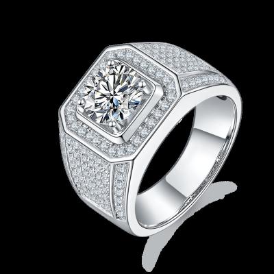 China TRENDY Engagement Wedding Rings For Men With New High Quality 2ct Moissanite In Stock 925 Sterling Silver Jewelry 18K Gold Plated for sale