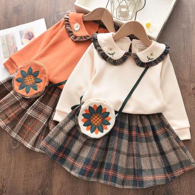 China 2020 Breathable Autumn Winter Children's Sweater Set Solid Color Girls Long Sweater +Short 2PCS Skirt Girls Clothes Suit for sale