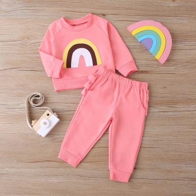 China 2020 Fashion Fall And Winter New Amazon eBay Girls Rainbow Sweater And Pants Set for sale