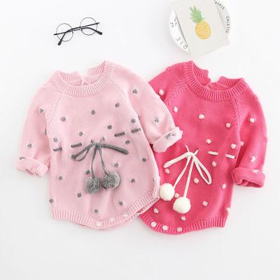 China Europe and America knitted female cute baby autumn and winter baby overalls clothes and winter cotton princess dress for sale