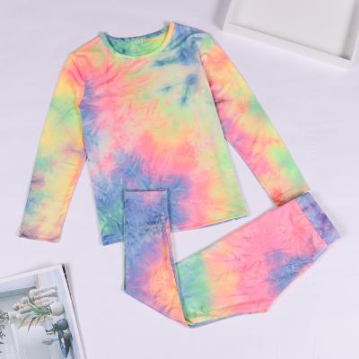 China 2020 QUICK-DRY new parent-child use tie-dye print home to wear Aliexpress European and American children's pajamas sets for sale