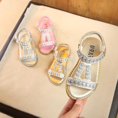 China New Princess Summer Anti-slippery Girls Sandals 2020 Rhinestone Children's Sandals Baby Beach Shoes for sale