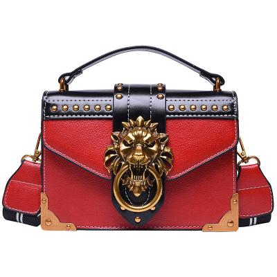 China Others 2022 Lion Head Small Square Bag PU Leather Women's Single Shoulder Messenger New Bag Handbags Fashion for sale