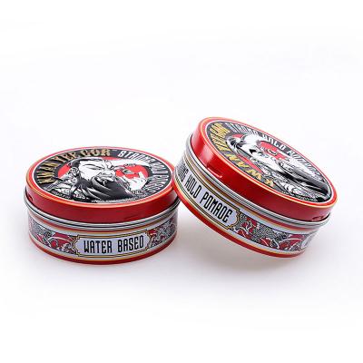 China Cosmetic Embossed Small Round Tin Box Hair Pomade Container With Screw Lid for sale