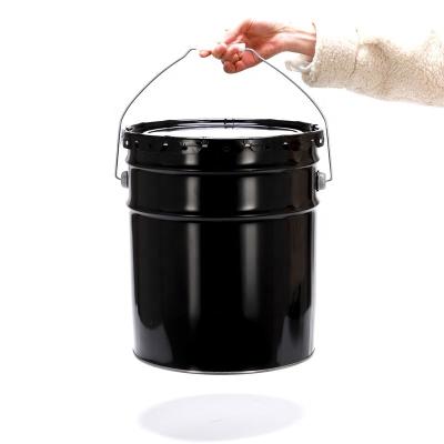 China Factory Recyclable Wholesale Paint Tin Bucket Custom Metal Paint Bucket With Lid And Handle for sale