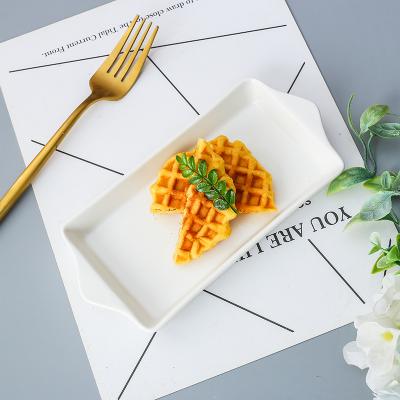 China Matte Porcelain Dinner Plate Nordic Light Modern Rectangular Viable Restaurant Luxury Ceramic Dinner Dish for sale