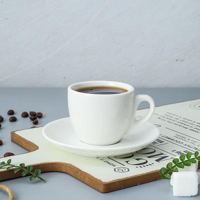 China European Classical Ceramic Office Tea Milk Cup Wholesale Customized Disposable Porcelain Cup Pure White Mug for sale