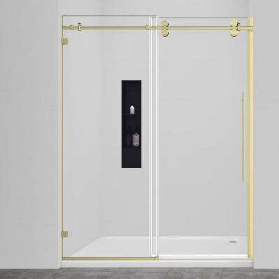 China Foshan Nano Easy Clean Golden Sliding Frameless Shower Door Kit for sale