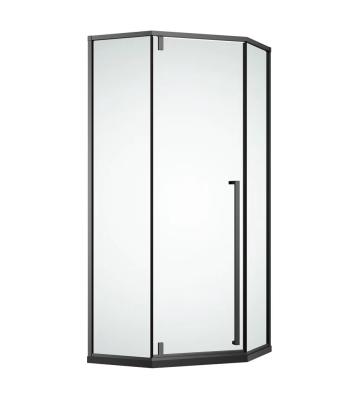 China Two fixed panels and one swing door 90x90cm Gray Frame Pentagonal Shower Cubicle with swing door for sale