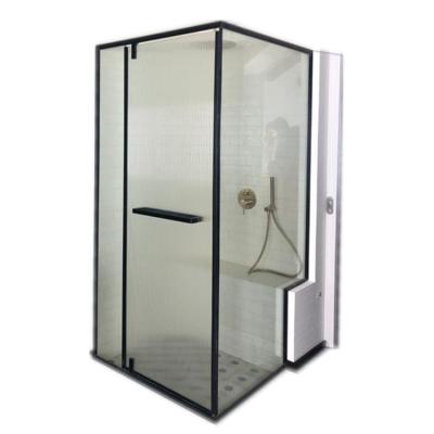 China Two Fixing Panels And One Swing Door Cut Grooved Glass Shower Compartment For Maldives Resort Project for sale