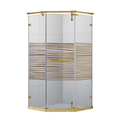 China Modern Professional Diamond-shape Glass Narrow Design Golden Shower Enclosures S9009 for sale