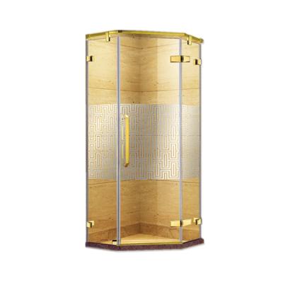 China Luxury Golden Safety Square Shower Enclosure Hinge Shower Door Enclosure GD9027B for sale