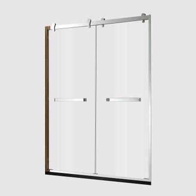 China Two Sliding Doors Stainless Steel Twin Frame Bypass Sliding Shower Door D57 for sale