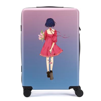 China Customizable Trolley Filter Frames Pattern Travel Trolley Luggage Suitcase Bag With Photo Printing for sale