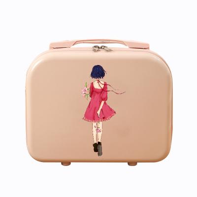 China ABS 14 Inch Custom Designed Fashionable And Lightweight Female Portable Travel Makeup Case Petty Case for sale