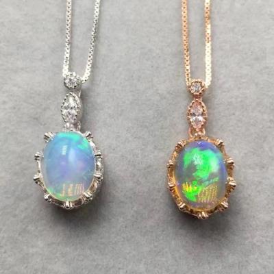 China CLASSIC Wholesale 925 Sterling Silver Colorful Round Opal Stone Jewelry Pendants for sale