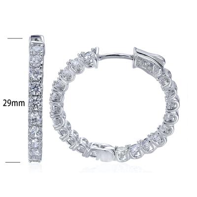 China Non-fading round shape huggie earrings classic ladies bling bling 925 sterling silver circle earrings for sale