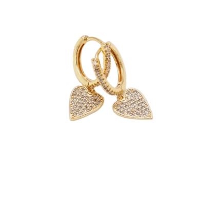 China 2020 factory price CLASSIC gold plated CZ earrings circles heart earrings for sale