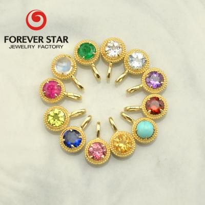 China Custom Birthstone Gold Jewelry Gold Birthstone Gemstone Pendants Charm Necklace for sale