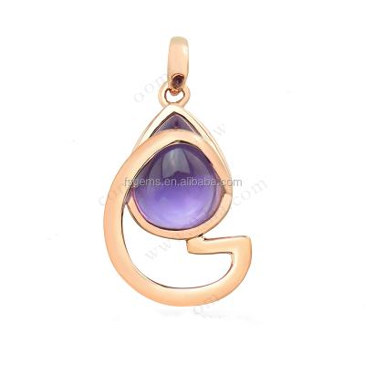 China New Trendy Jewelry Wholesale Design Pear Cabochon Stone Necklace Gold Fashion Necklace for sale