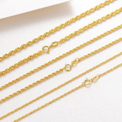 China Wholesale CLASSIC Solid Rope Chain Necklace 18K Real Gold Rope Necklace In Stock for sale